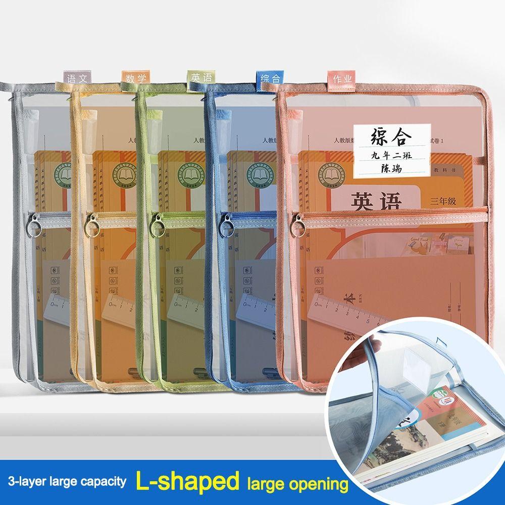 Transparente Netztasche mit Reißverschluss Große Kapazität Aufbewahrungstasche für Schreibwaren Schul- Bürobedarf