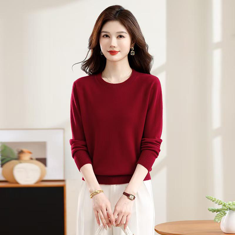 2025 Versatile Loose-Fit Wool Sweater: Slimming, Solid Color, Perfect for Autumn & Winter