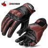 Vintage Leather Motorcycle Gloves Breathable Perforated Design Touchscreen Compatible Men Riding Gloves for Cafe Racer Cruiser