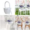 Romantics Wedding Basket Durability White Satins Flower Basket Handheld Basket for Bridal Ceremonies and Celebrations
