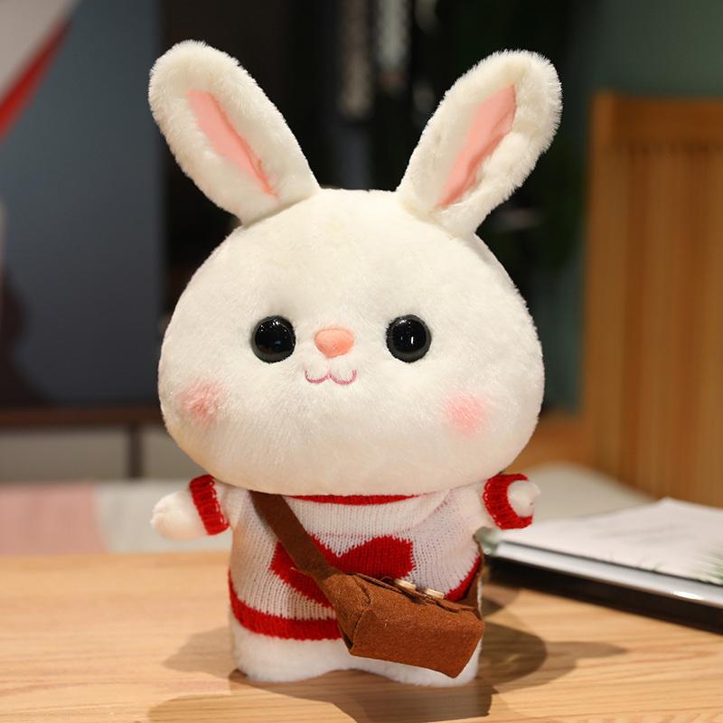 Weiches Kaninchen Lalafanfan Kaninchen Café Mädchen Plüschtier Niedlich 30cm Kawaii Lalafanfan Puppe mit Brille mit Kleidung Spielzeug Geschenk