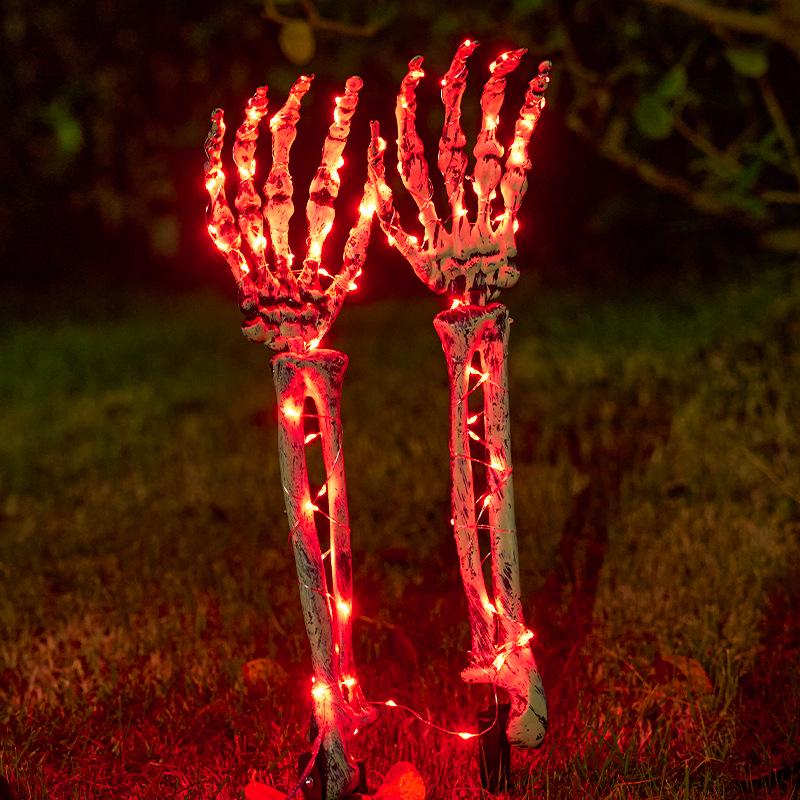 Halloween Leuchtende Skeletthand Dekorationen für Außenrasen und Hof Atmosphäre
