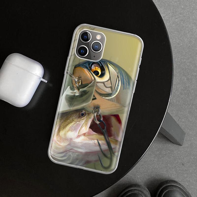 

Carp Fish Fishing Rod Hook Phone Case Cover for iPhone 11 12 13 Mini 14 15 Plus 16 Pro Max 17 Air 7 8 + SE Art Customized Fundas iPhone 17 Pro