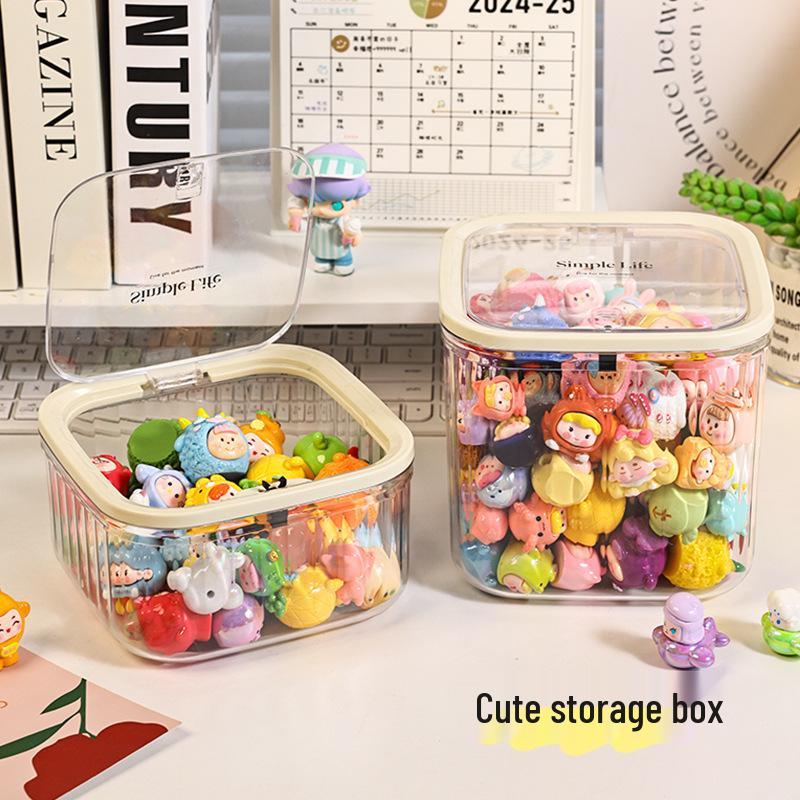 Transparent Multi-Purpose Storage Box with Lid - Large Capacity, Desktop Trash Can