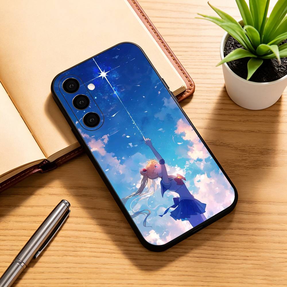 

S-Sailor M-Moon K-Kawaii Anime Phone Case For Samsung Galaxy A73,A72,A71,A70,A53,A52,A51,Others Soft Black Cover Samsung a22 5g