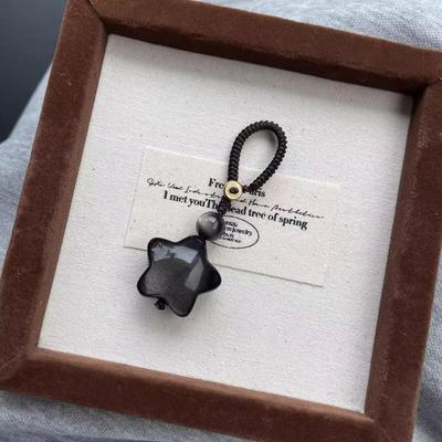 Vintage Adjustable Silver Obsidian Star Pendant Necklace – Cat's Eye Design for Couples