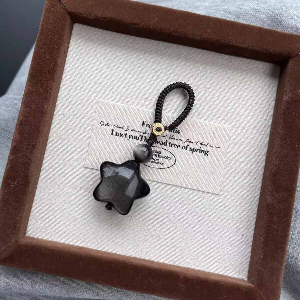 

Винтажное регулируемое ожерелье с подвеской в виде звезды из серебристого обсидиана – дизайн «кошачий глаз» для пар