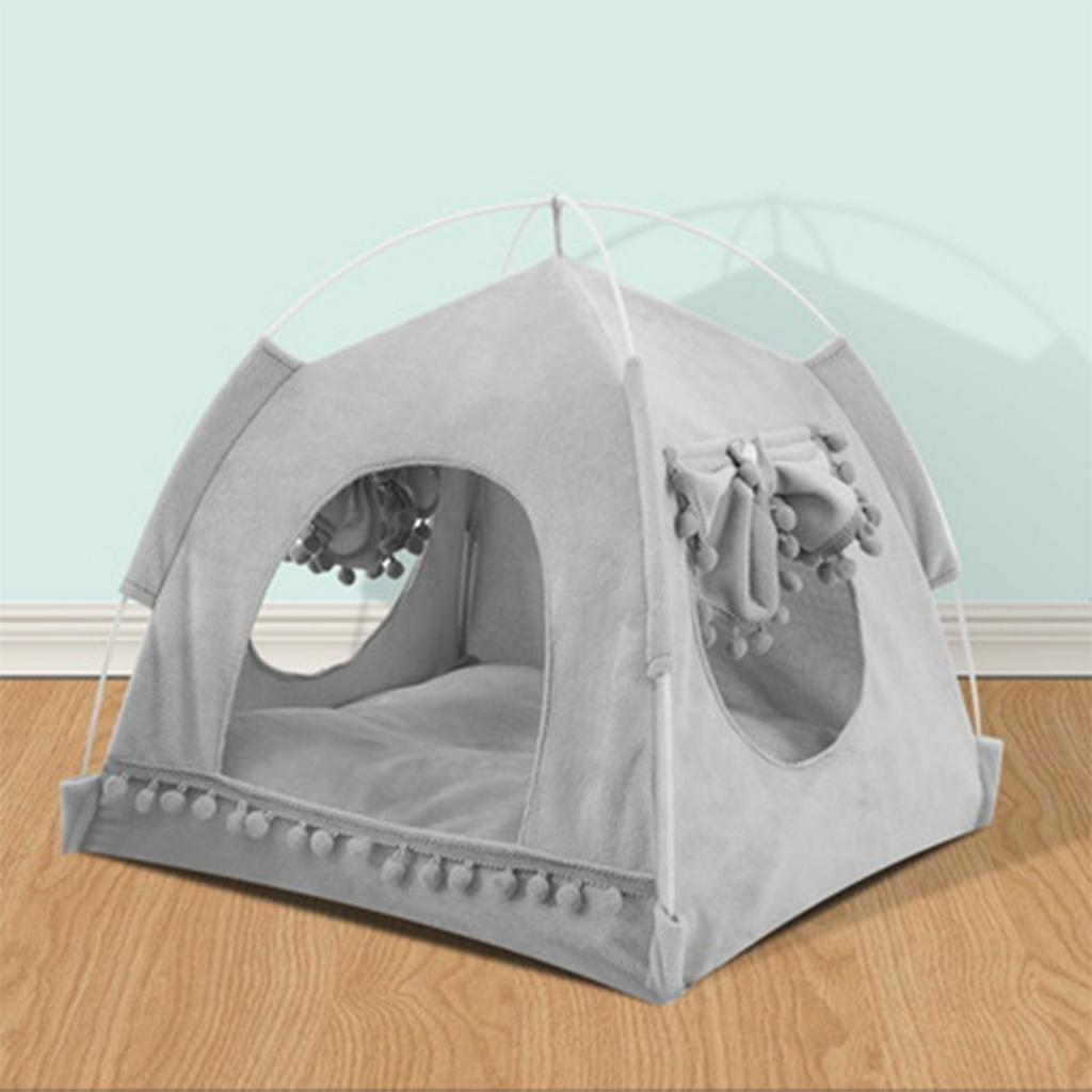 Katzenzelt Höhle Bett für Wohnungskatzen Halbgeschlossene Sommerbetten Atmungsaktives Zelt Haus mit beidseitigem Kissen für kleine Hunde