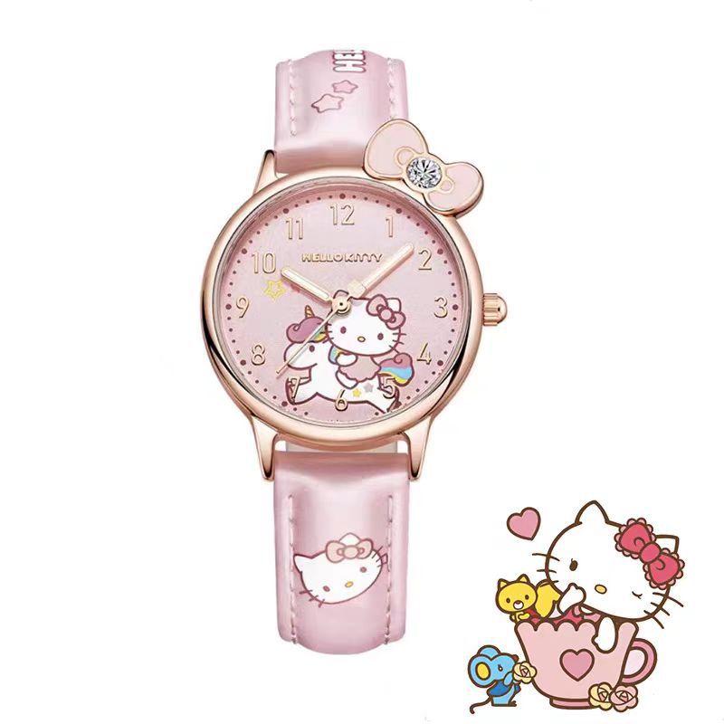Cinnamoroll & Kuromi Kreative Cartoon Kinder Wasserdichte Quarz-Armbanduhr