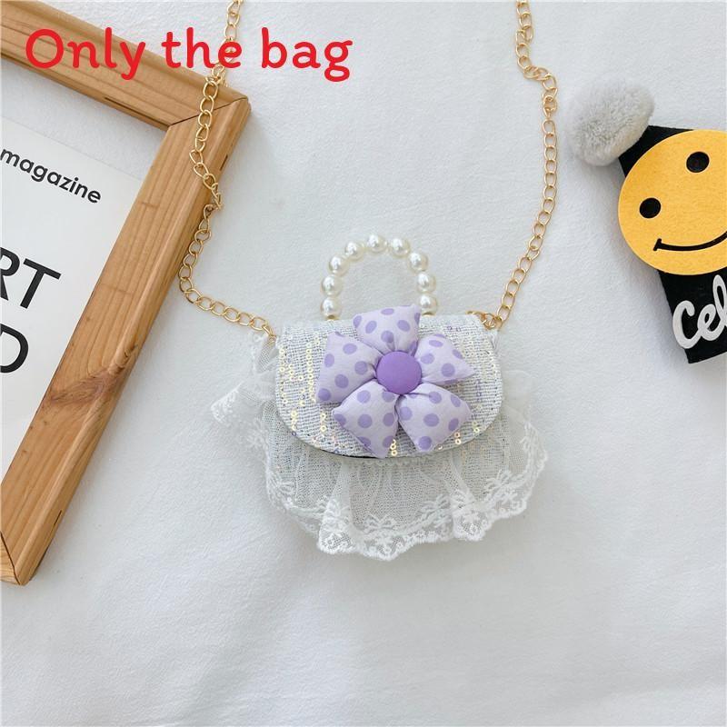 Bag Crossbody Kid With Pearl Handle And Flower Bear Rabbit Decoration