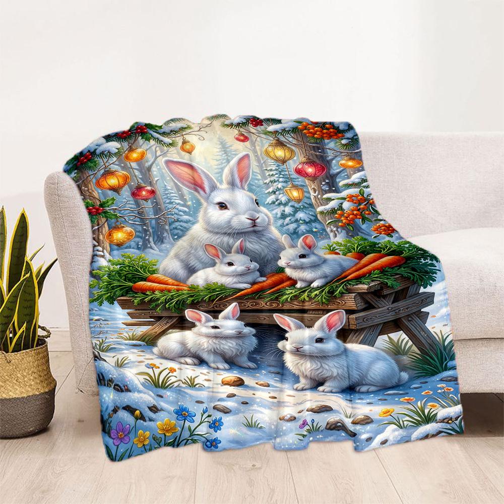 Easter Eggs And Bunnies Blanket,Suitable for Sofas, Offices, Travel, Living Rooms, Gifts To Relatives and Friends, Blanket,Suitable for All Seasons.