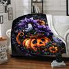 1pc Halloween Flowers Blanket, Lightweight Flannel Throw Blanket for Sofa, Bed, Travel, Camping, Living Room, Office, Couch057