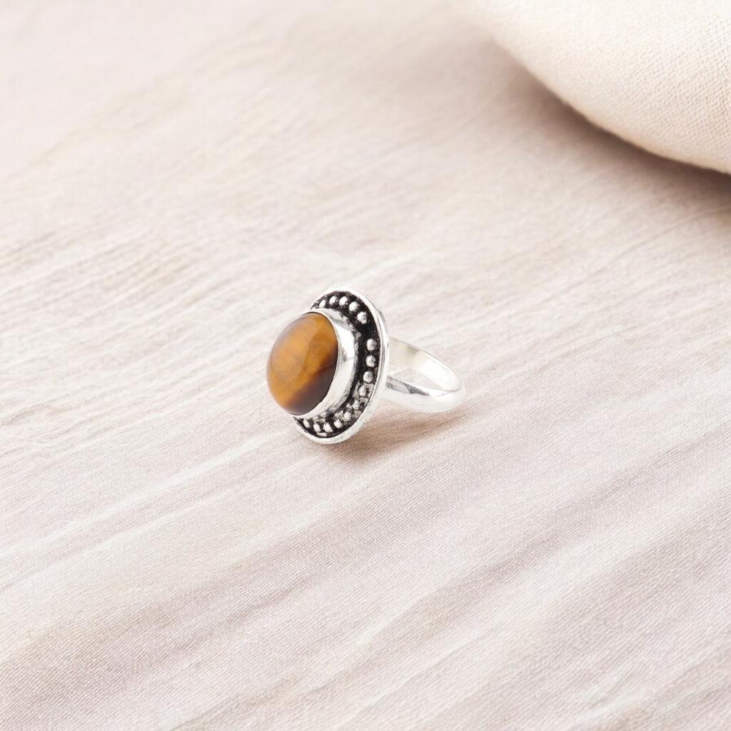 Oval Yellow Tiger Eye Gemstone 925 Sterling Silver Jewelry Healing Stone Ring RR-62-32