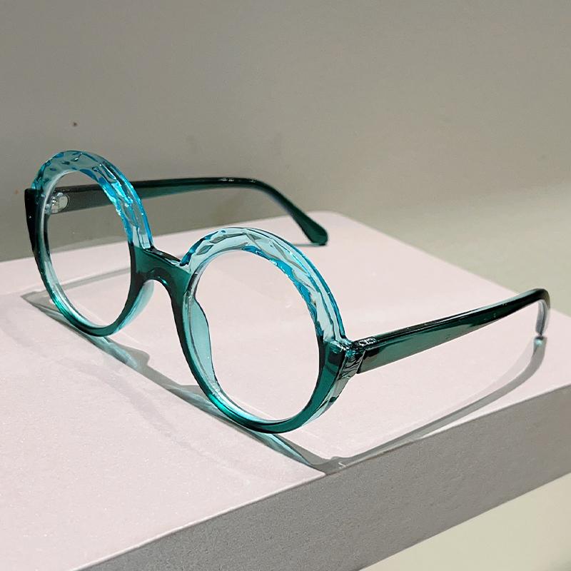 Oversized Round Glasses Women  New Patchwork Blue Light Blocking Optical Frames Trendy Brand Design Decor Eyeglasses