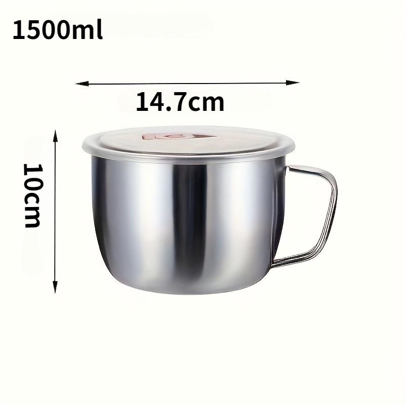 Stainless Steel Noodle Bowl with Lid Sealed Fresh-Keeping Bowl, Portable Rice Bowl, Kitchen Food Storage Bowl, Outdoor Stainless Steel Bowl 1500ml