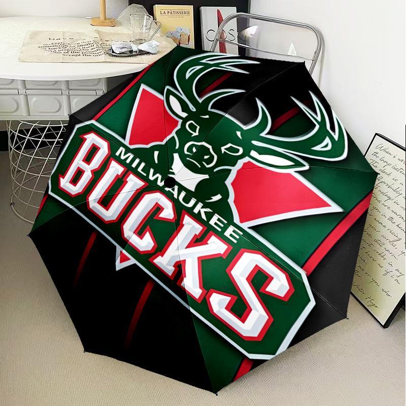Bucks Team Logo Artwork Umbrella Folding Umbrella, Automatic Umbrella 8-Frame for Travel, Camping Use Gift for Halloween Christmas