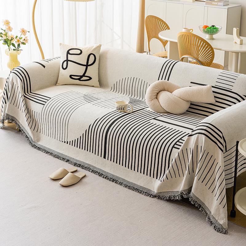 

2026 Universal Chenille Sofa Cover – All-Season, Full Protector Blanket 130cm чёрный