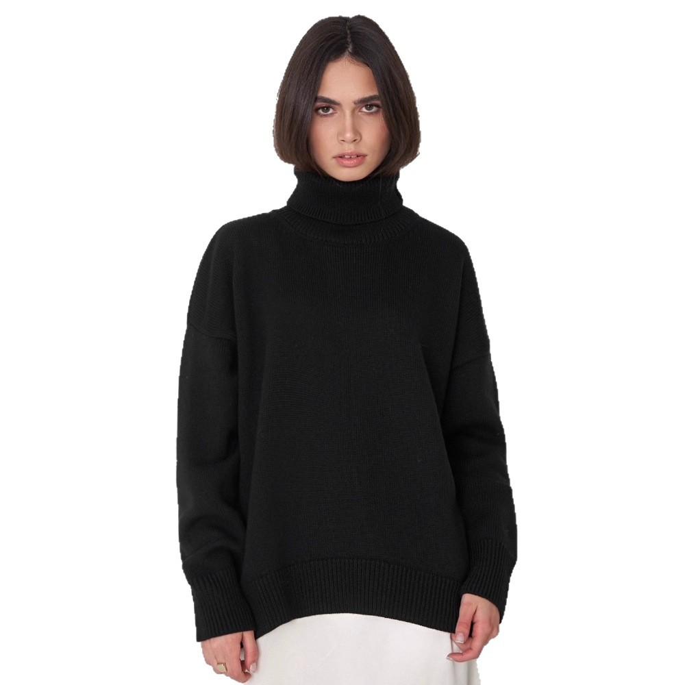 Solid Colour High Neck Sweater Autumn Winter Comfortable Loose Classic Versatile Pullover Sweater Luxurious Relaxed-fit Slimming and Versatile Top