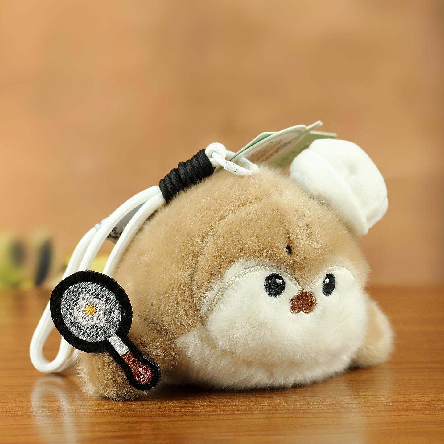 Adorable Chef Otter Plush Toy Keychain Charm Approximately 12 cm