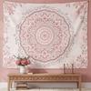 Pink Floral Mandala Tapestry, Boho Flower Print Wall Hanging for Bedroom, Living Room, Dorm & Aesthetic Home Decor