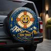 1pc Fun Smiling Face Spare Tire Cover with Outdoor Scenery Print, Fashionable Universal Wheel Hub Protector, Backup Tire Protection, Perfect Fit, Easy