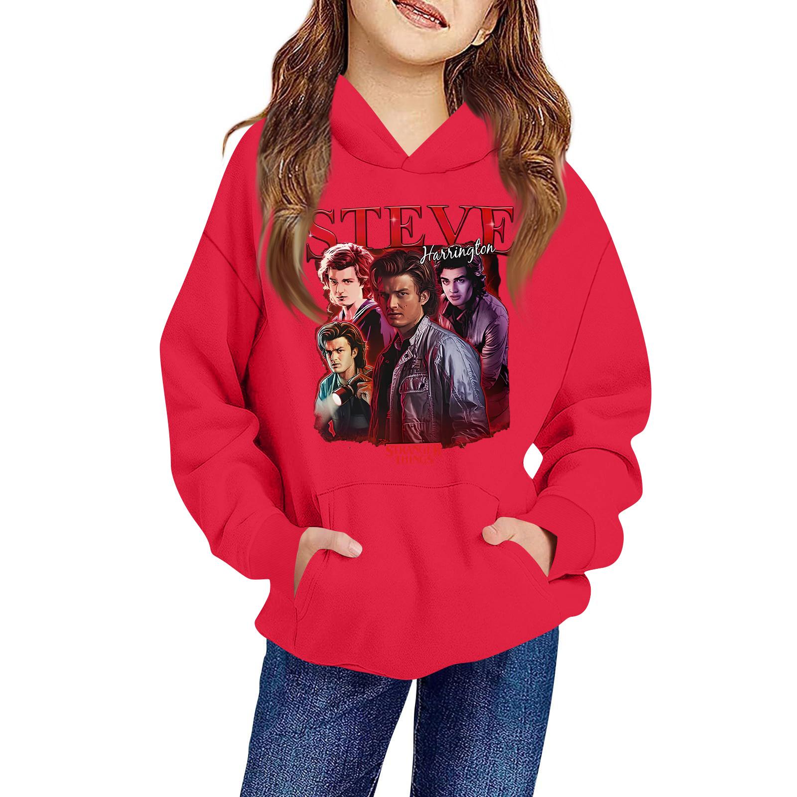 

Детский пуловер с длинным рукавом, свободного кроя, с принтом букв, капюшоном на шнурке 140 красный