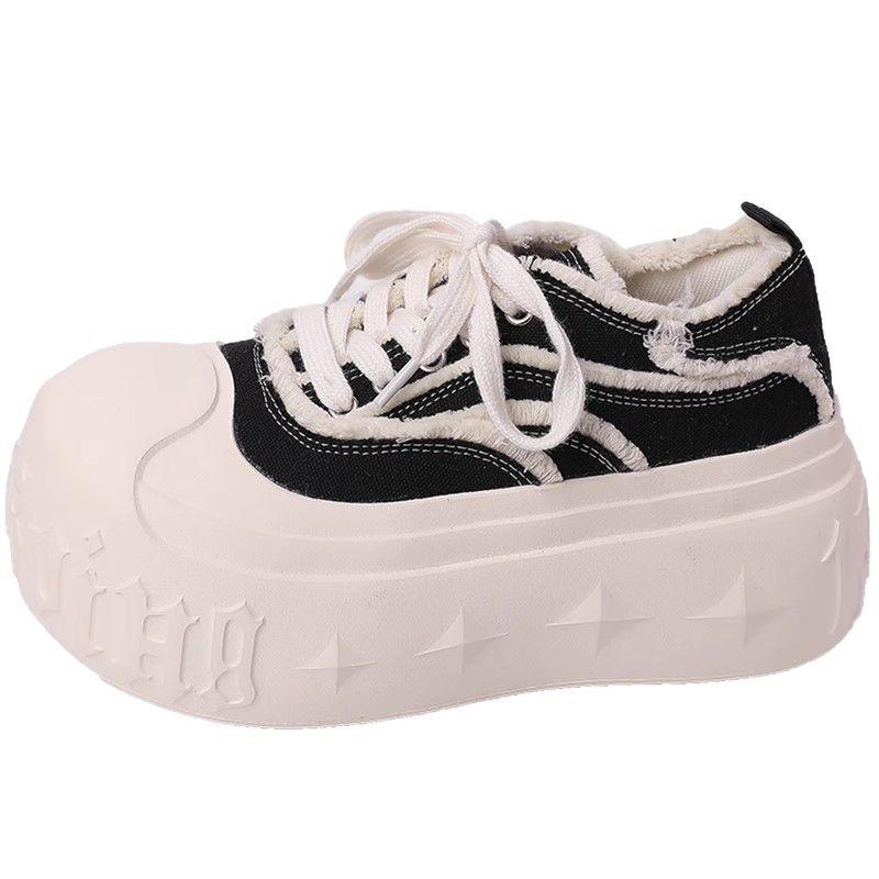 Fashion Niche Single Shoes Spring and Summer New Lace-up Thick-soled Heightening Bread Shoes Women's Fashion Versatile Sports and Leisure Shoes