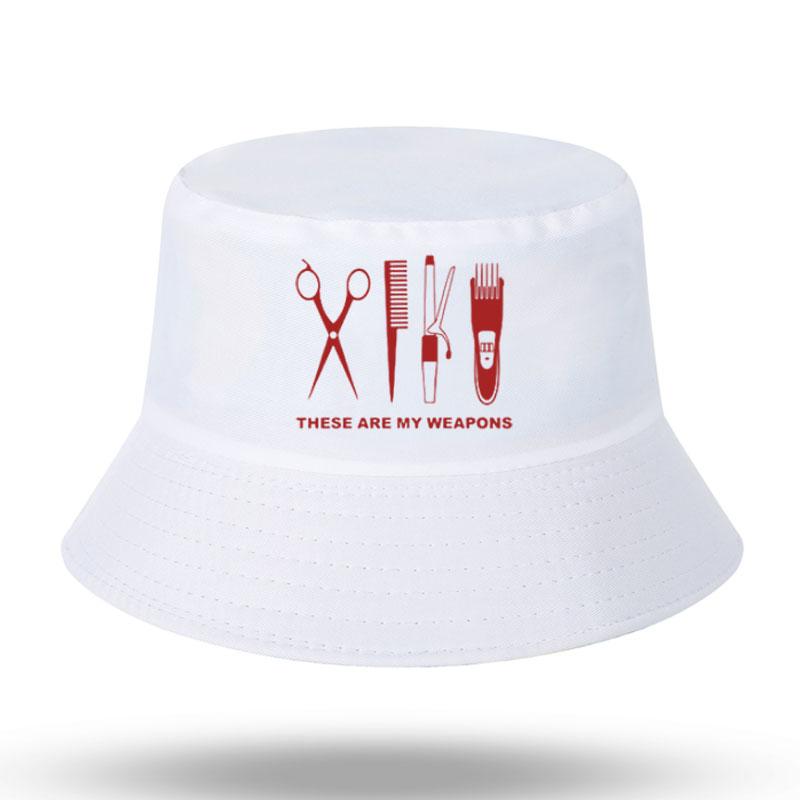 Barbier Friseur Waffe Print Herren Damen Fischerhut Outdoor Panama Angelhut Fischerhut Harajuku Angelhut