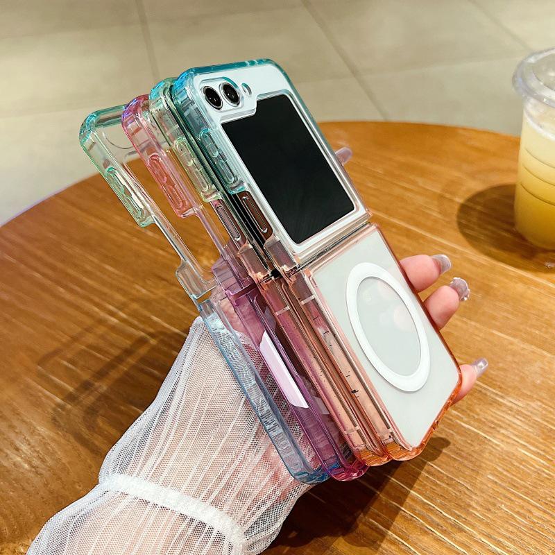 Colorful Gradient Galaxy Z Flip7 Magnetic Folding Phone Case - Transparent & Protective