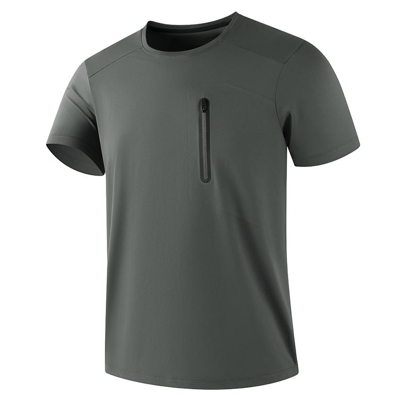 

Летняя легкая быстросохнущая эластичная футболка для мужчин, дышащая, для активного отдыха, спорта, с круглым вырезом, с коротким рукавом, мужская летняя повседневная футболка с коротким рукавом L армия зеленый