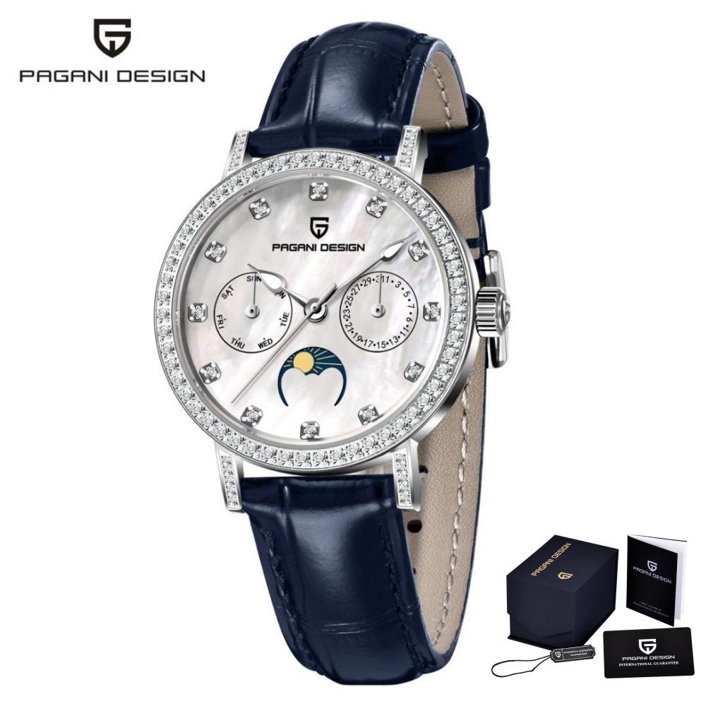 PAGANI DESIGN Women's Quartz Watches Japan Movt Sapphire Crystal Leather Strap Top Luxury Ladies Fashion Exquisite Clock Gift