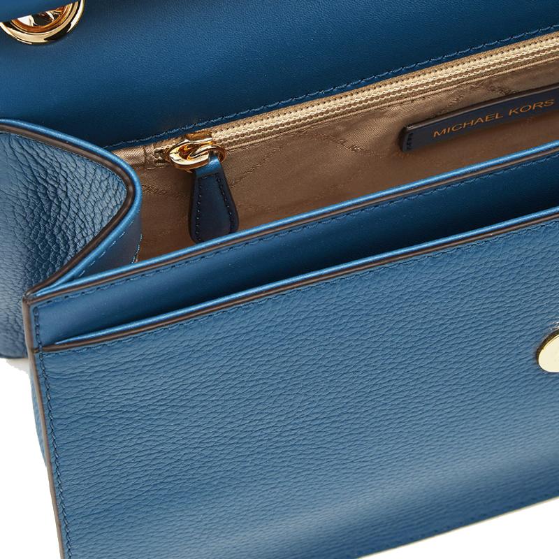 New MICHAEL KORS Kathy Cow Leather Small Square Bag Shoulder Bag, Crossbody Bag Medium Size Women's Dark Tweed Blue 35H8GY8F2L-538