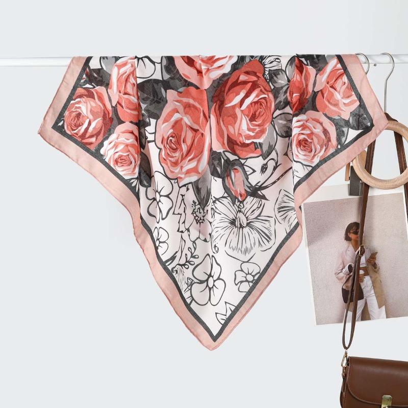 New women's silk scarf high-end velvet versatile simple triangle scarf decorative small scarf hot-selling