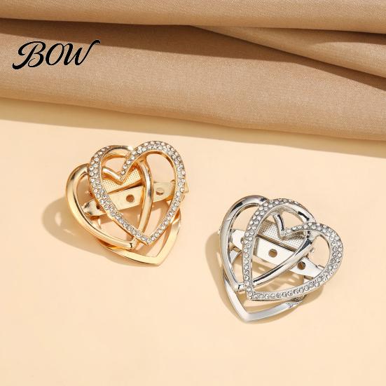 Multi-purpose Jewelry Pin Double Layered Love Heart Brooch, Rhinestone Lapel for Men Non-slip Brooch Women, Decorative Badge Clothes Bag Hat