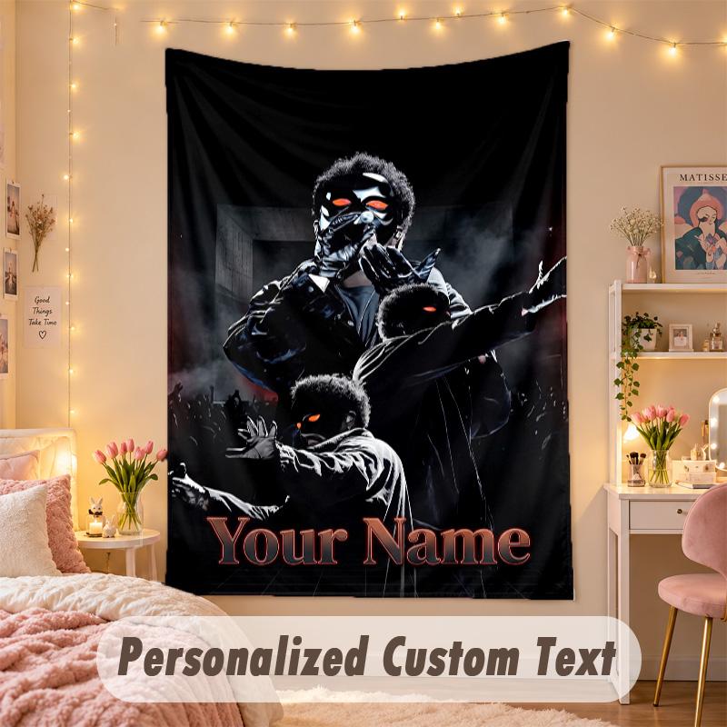 Custom Personalized Tapestry,The Weeknd Print Custom Name Text Wall Art Hanging for Bedroom