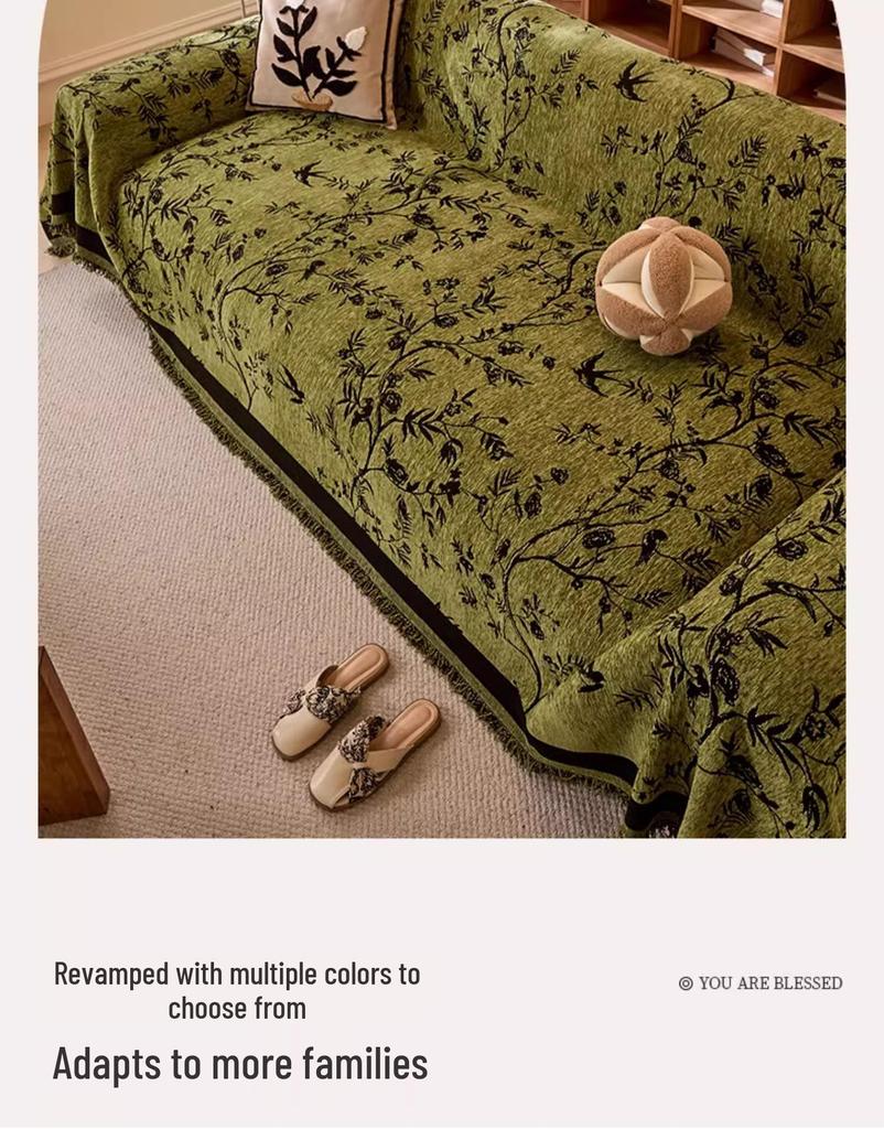 Luxurious Retro Chenille Sofa Slipcover - All-Season, Anti-Scratch French Design