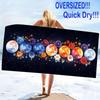 Celestial Moon Print Beach Towel, Large Soft Quick Dry Towel for Beach Camping Swimming