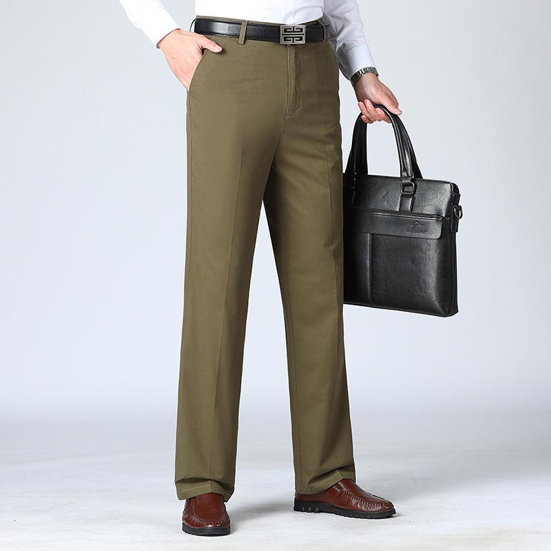 Men's High Waist Black Cotton Business Casual Pants - Summer 2021 Collection