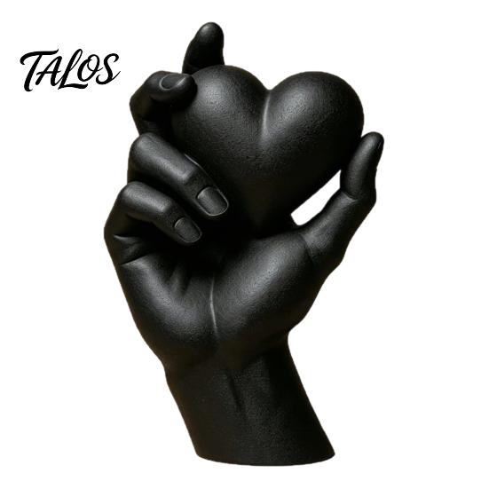 Decorazione Casa Bianco Nero Mano che Tiene Cuore Statuetta Stampata 3D, Scultura Minimalista Moderna per Scrivania, Centrotavola Romantico per