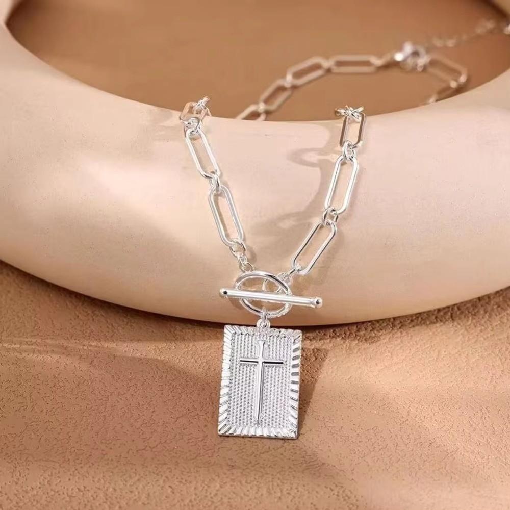 Halskjede med binders i rustfritt stål, vanntett halskjede med korsanheng for par, tilbehør