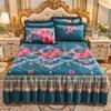 Princess Lace Quilted Bed Spreads Crystal Velvet Bedding Sheets Set King Queen Size Thick Winter Warm Cotton Wedding Bed Cover