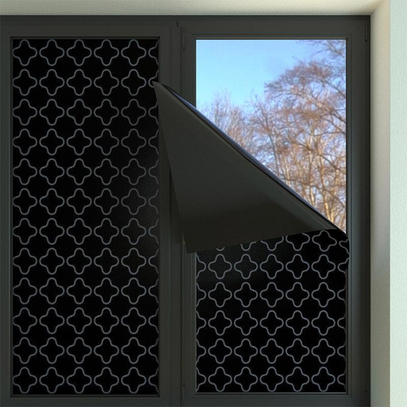 Sichtschutzfolie für Fenster, Verdunkelungsfolie, elektrostatische Fensterfolie, Anti-UV-Matteffektfolie für Büro, Zuhause, Badezimmer, Schlafzimmer, Küche(schwarz,44,3x200