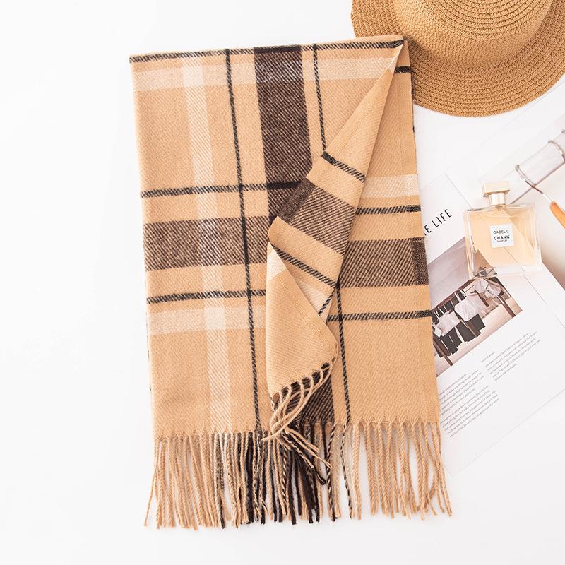 Plaid Scarf Women's Winter High-end Sense New Autumn and Winter Thickened Versatile Atmosphere Warm Scarf