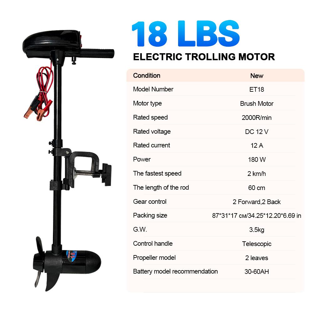SAVAGE MARINE 18lbs Thrust 12v Electric Trolling Motor Engine for Inflatable Boat Kayak Speed Boat Accessories 18lbs