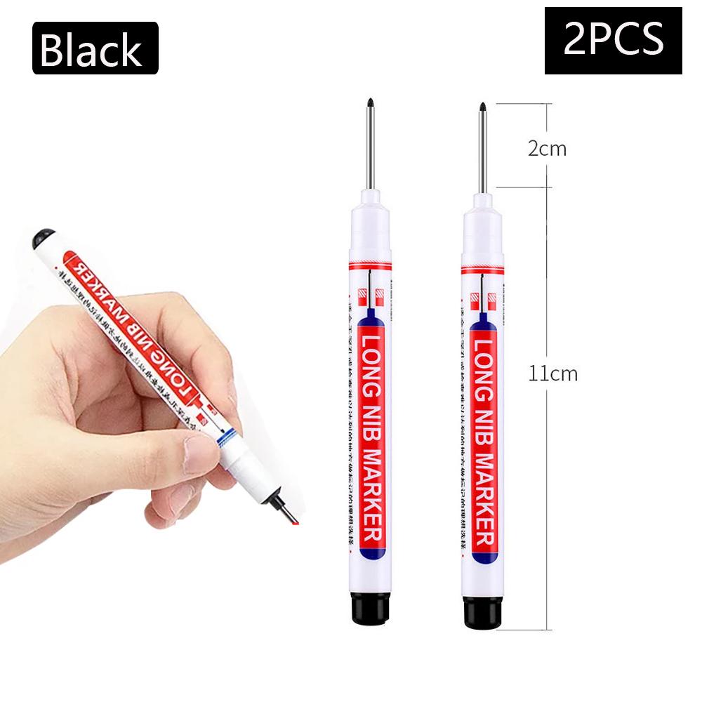 1/2/4/6/8Pcs Long Head Markers Pen Bathroom Woodworking Decoration Multi-purpose Deep Hole Marker Pens Red/Black/Blue/Green Ink