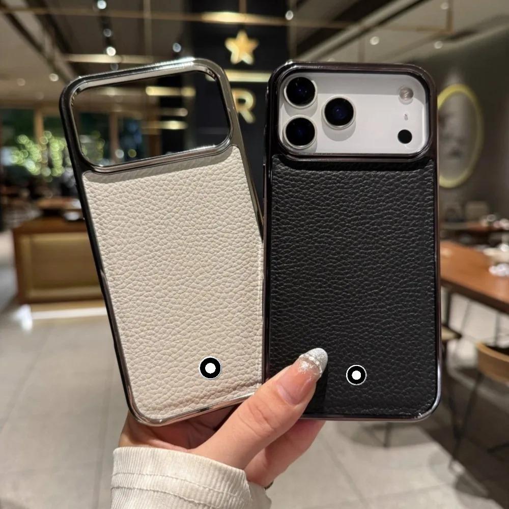 Luxury Business SLE Matte Litchi Leather Texture Phone Case for IPhone 17 Pro Max 16 15 14 13 12 11 Plus Shockproof Cover