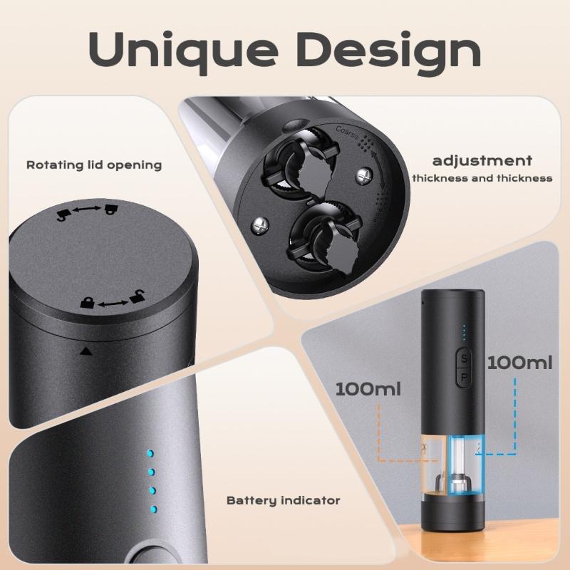 Electric Peppers Mill Battery Power Adjustable Grindings Setting Nonrust Steel Mechanism Variants Kitchens