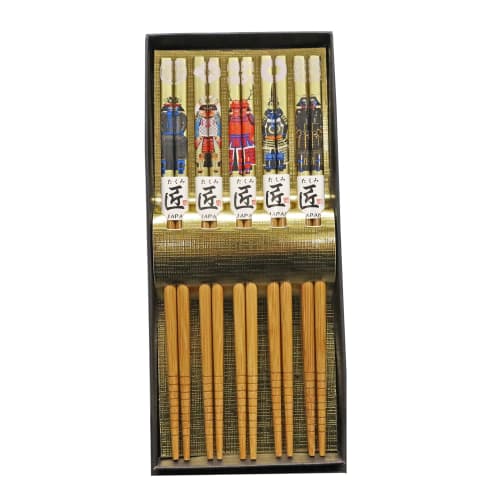 Castle Enterprise Japanese Souvenir Handmade Sengoku Warlord Bamboo Chopsticks (Pack of 5)