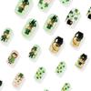 Square Press on Nail Shamrock Fake Nail Stick on Nail 12 Size,24 Pcs French Nail Tips for DIY Nail Art Decorations