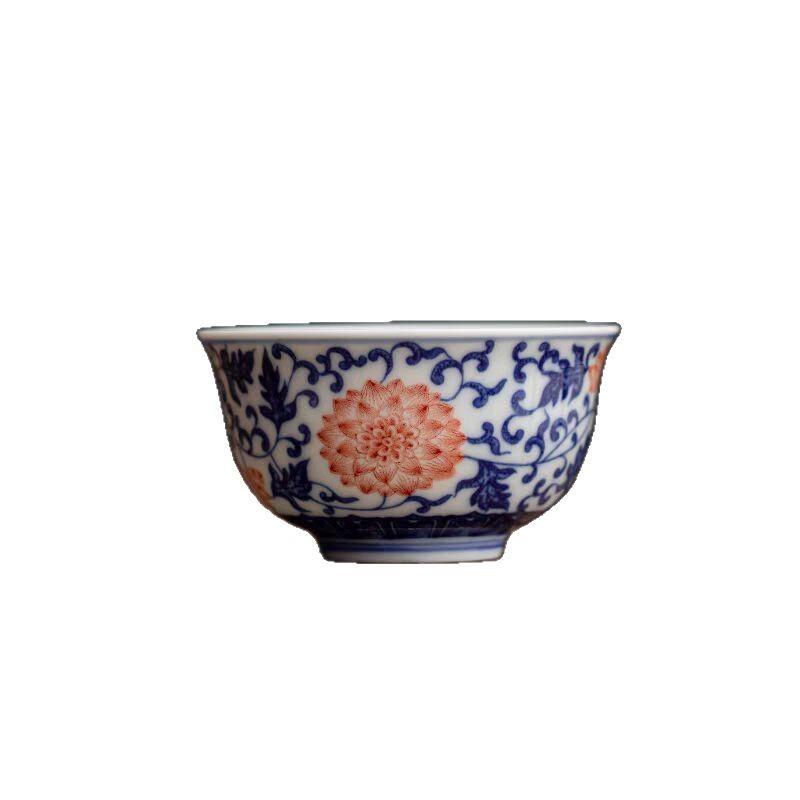 Hongyue Ceramics Antique Blue And White Large Capacity Master Cup Kung Fu Tea Set National Style Baoxiang Chrysanthemum Drink Tea Taste Tea Cup Gift